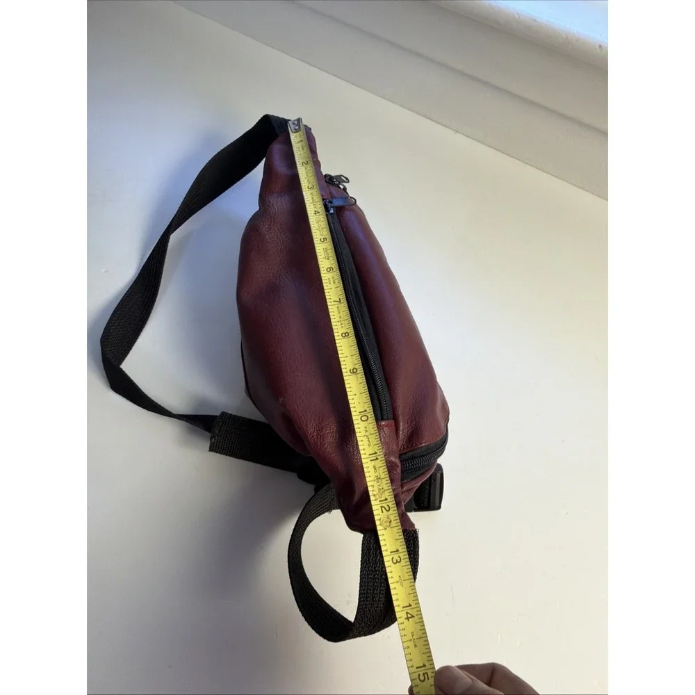 Vintage‎ 80s-90s Genuine Leather Fanny Pack Buxton Bike Bag Dark Red 4x4x13